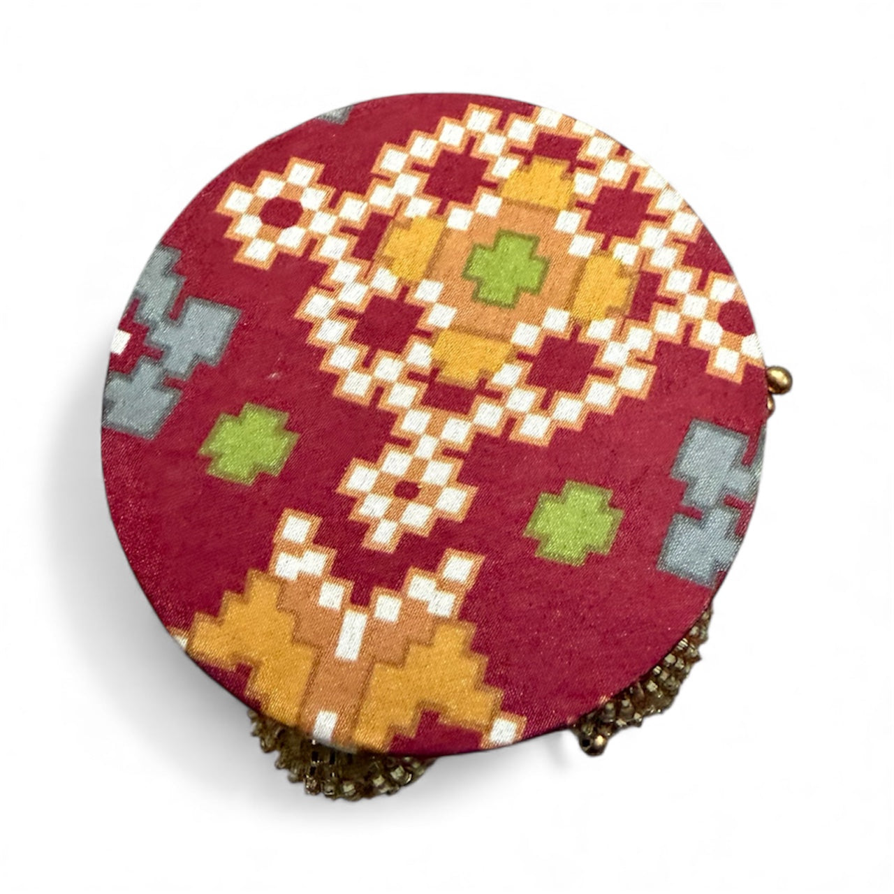 Maroon Navratna Patola 3 inches Dangler Platter