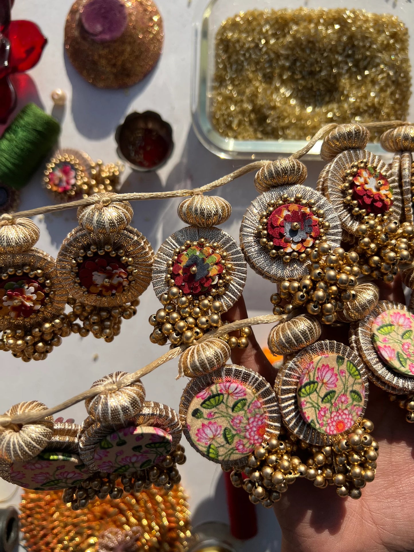 Classy Maasi Maroon Navratna Patola + OG Inflorescence Divine Pichwai Classic Lumba Toran (Flexible)