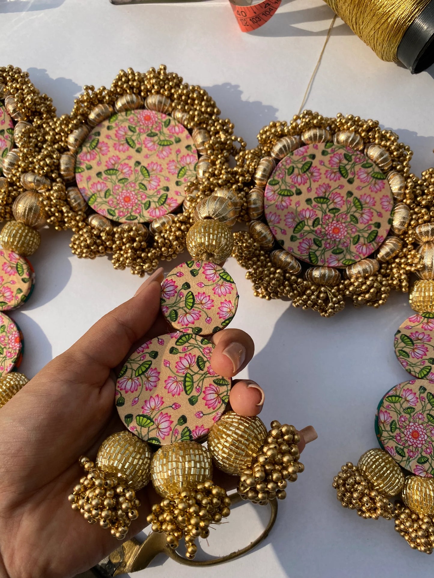 Chic-O-Fleek Dangler Colossal Toran 1: Bottle Green Navratna Patola & OG Infloresence Divine Pichwai Toran (Flexible)