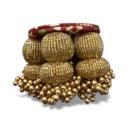 Maroon Navratna Patola 3 inches Dangler Platter