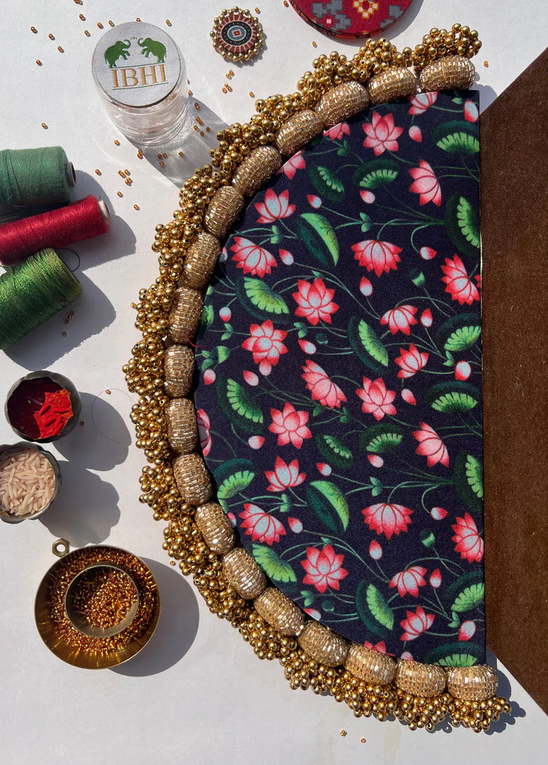 Idiosyncratic Pink Navratna Patola Arc Rangoli